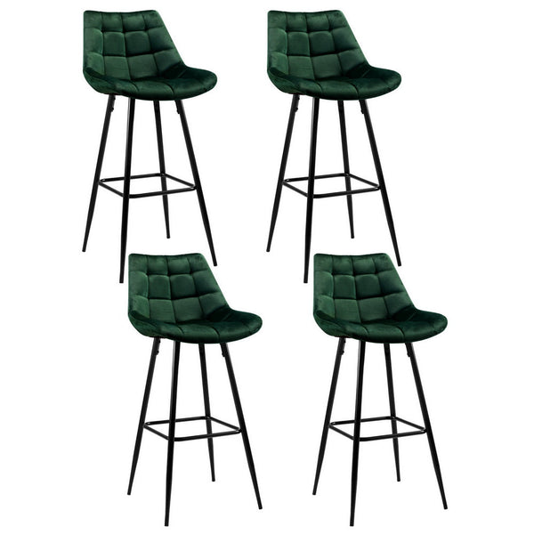Artiss 4x Bar Stools Velvet Chairs Green Artiss