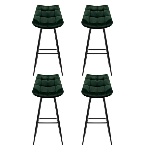 Artiss 4x Bar Stools Velvet Chairs Green Artiss