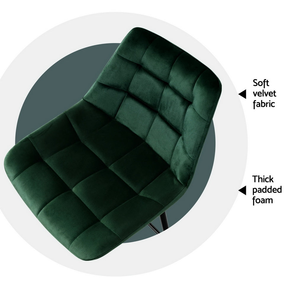 Artiss 4x Bar Stools Velvet Chairs Green Artiss