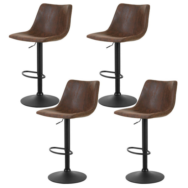 Artiss 4x Bar Stools Vintage Leather Swivel Gas Lift Brown Artiss