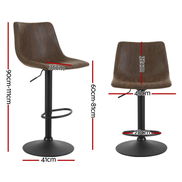 Artiss 4x Bar Stools Vintage Leather Swivel Gas Lift Brown Artiss