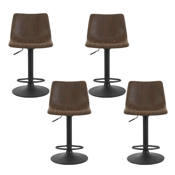 Artiss 4x Bar Stools Vintage Leather Swivel Gas Lift Brown Artiss