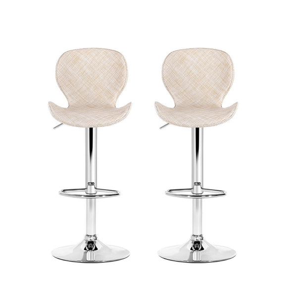 Artiss 2x Bar Stools Kitchen Swivel Gas Lift Counter Chair Wing PE Rattan Beige Awezingly