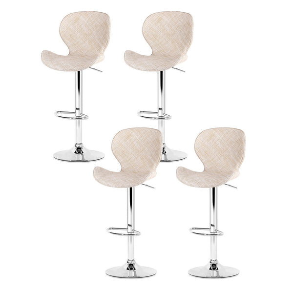 Artiss 4x Bar Stools Kitchen Swivel Gas Lift Counter Chair Wing PE Rattan Beige Awezingly