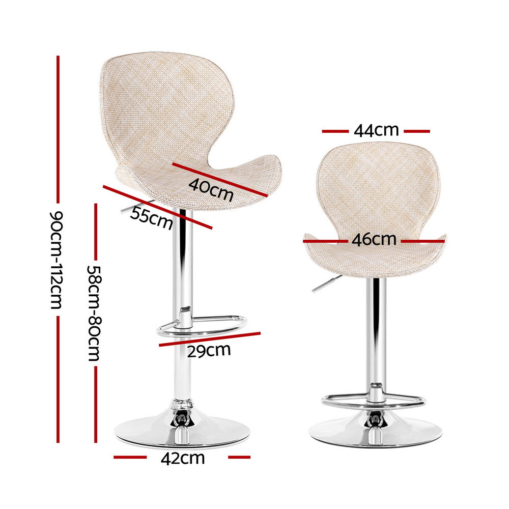 Artiss 4x Bar Stools Kitchen Swivel Gas Lift Counter Chair Wing PE Rattan Beige Awezingly