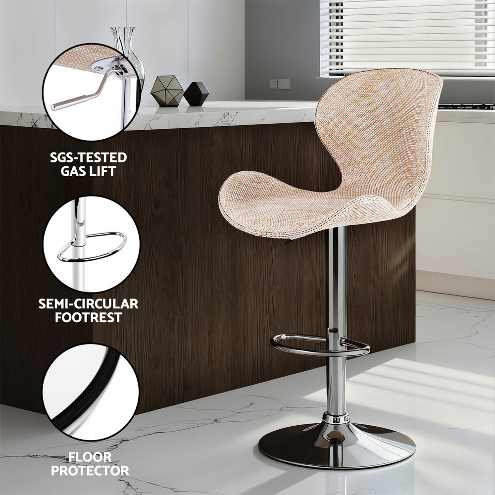 Artiss 4x Bar Stools Kitchen Swivel Gas Lift Counter Chair Wing PE Rattan Beige Awezingly