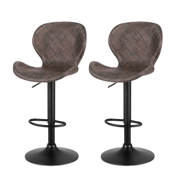 Artiss 2x Bar Stools Kitchen Swivel Gas Lift Counter Chair Wing PE Rattan Brown Awezingly