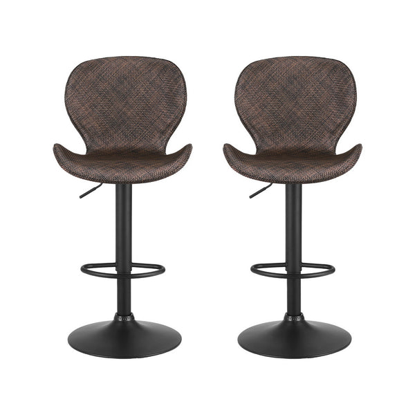Artiss 2x Bar Stools Kitchen Swivel Gas Lift Counter Chair Wing PE Rattan Brown Awezingly
