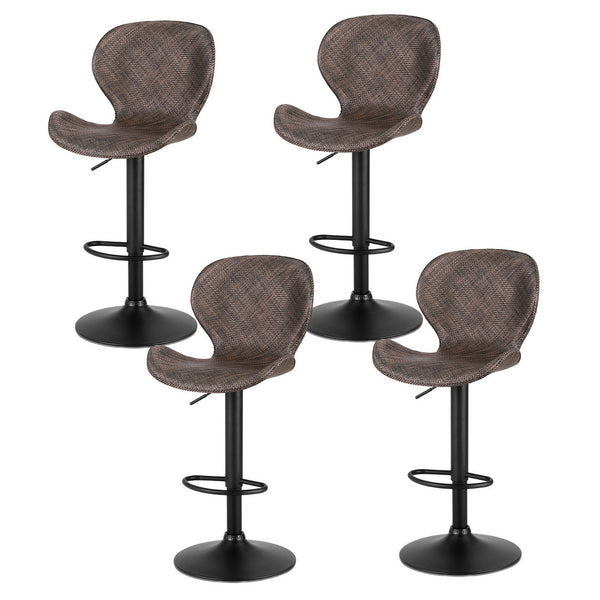Artiss 4x Bar Stools Kitchen Swivel Gas Lift Counter Chair Wing PE Rattan Brown Awezingly