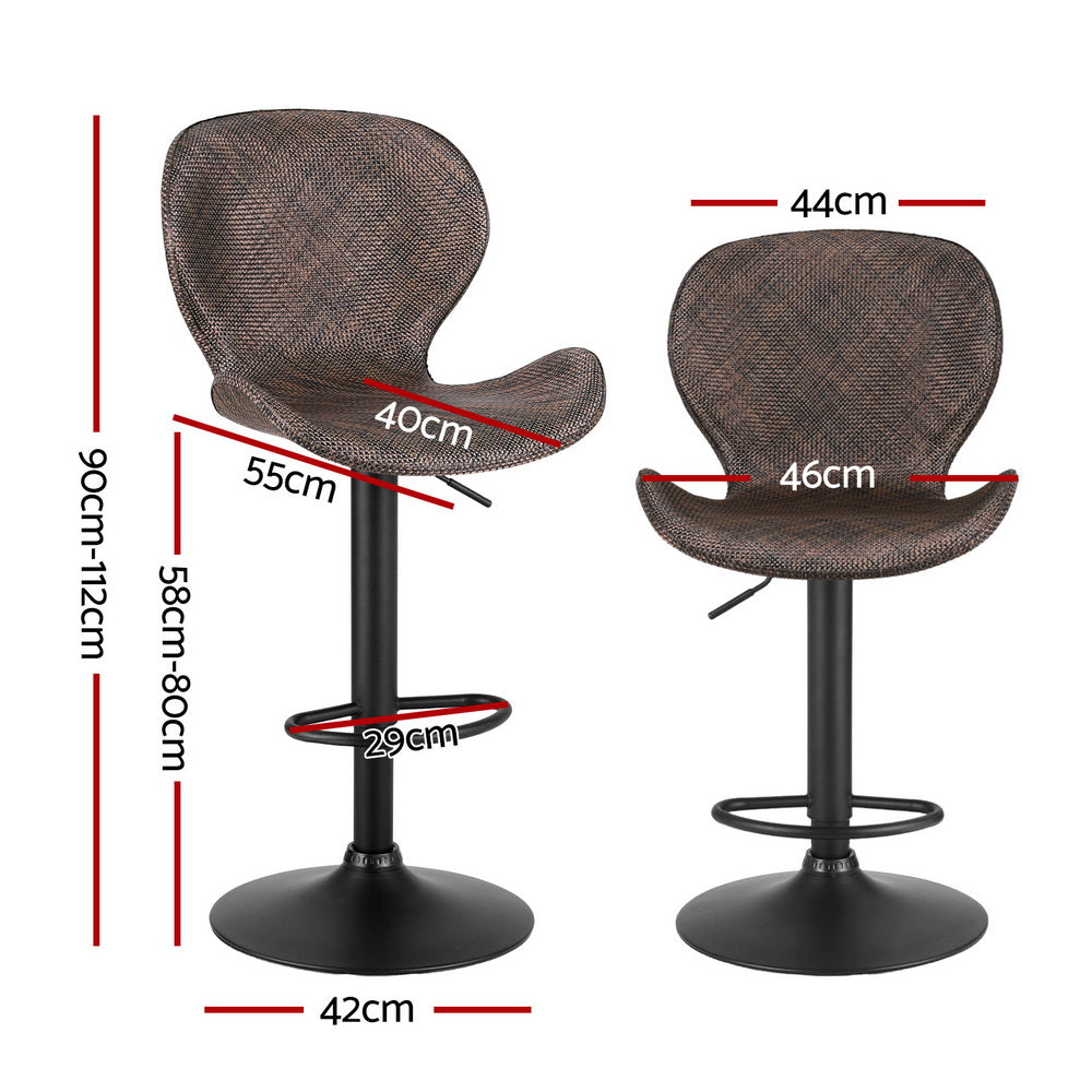Artiss 4x Bar Stools Kitchen Swivel Gas Lift Counter Chair Wing PE Rattan Brown Awezingly