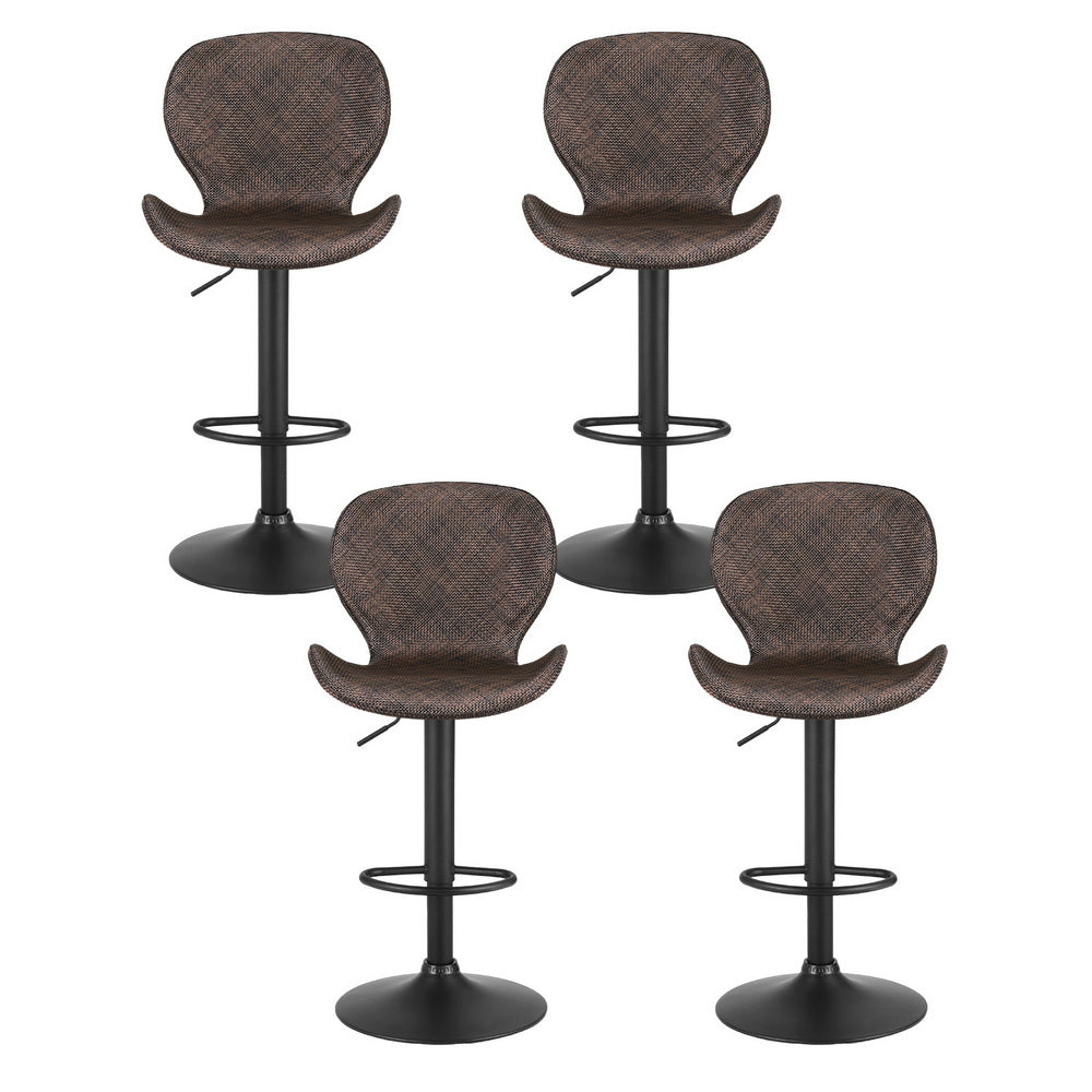 Artiss 4x Bar Stools Kitchen Swivel Gas Lift Counter Chair Wing PE Rattan Brown Awezingly