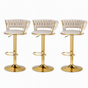 Artiss Bar Stools X3 Kitchen Counter Chair Gas Lift Velvet Woven Backrest Ivory
