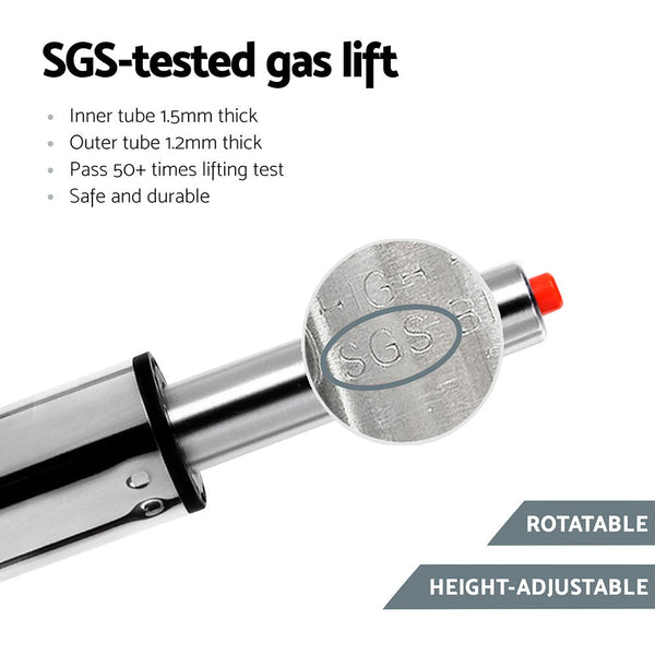 Artiss 4x Bar Stools Fabric Gas Lift w/Armrest Grey Artiss