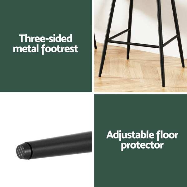 Artiss 2x Bar Stools Kitchen Dining Chair Counter Stool Tub Velvet Metal Green Awezingly