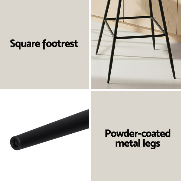 Artiss 4x Bar Stools Kitchen Dining Chair Counter Stool Woven Velvet Metal Ivory Awezingly