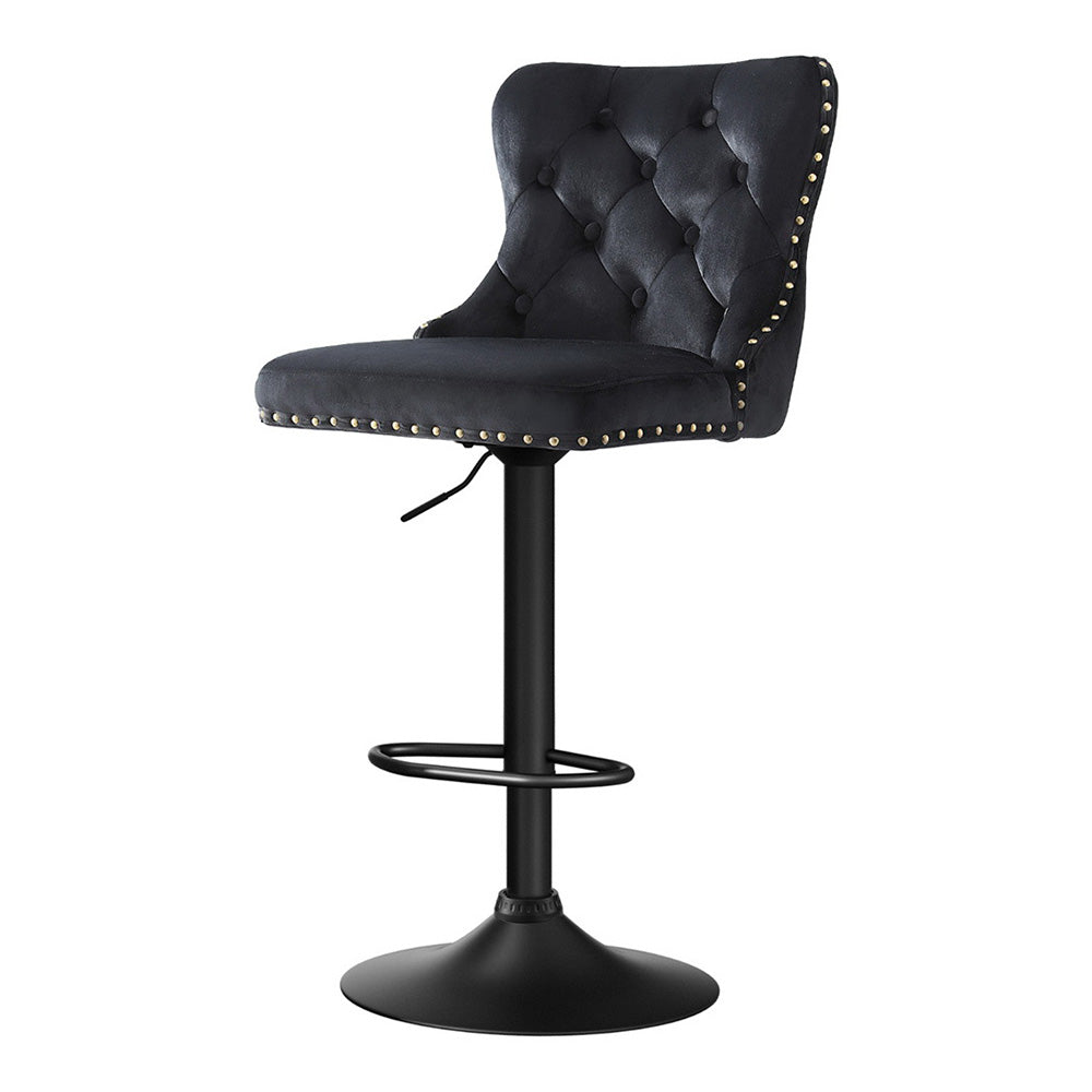 Artiss 1x Velvet Bar Stool Adjustable Height Nailhead Trim Kitchen Counter Stool Artiss