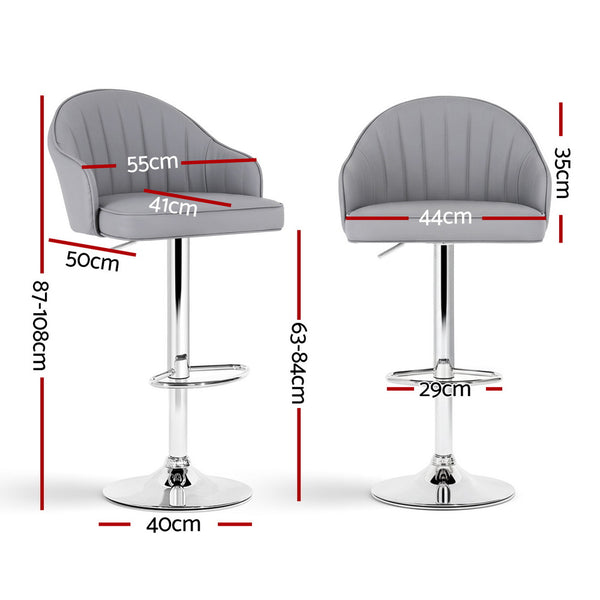 Artiss 4x Bar Stools Kitchen Swivel Gas Lift Counter Chair Shell Leather Grey Awezingly