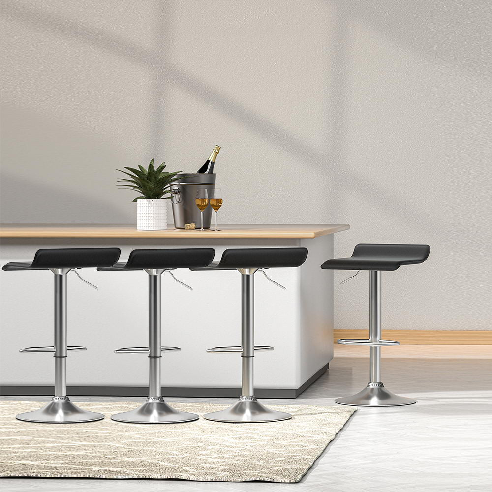 Artiss 4x Bar Stools Faux Leather Chair Black Artiss