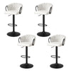 Artiss Bar Stool x4 Kitchen Dining Chair Counter Gaslift Woven Velvet Ivory