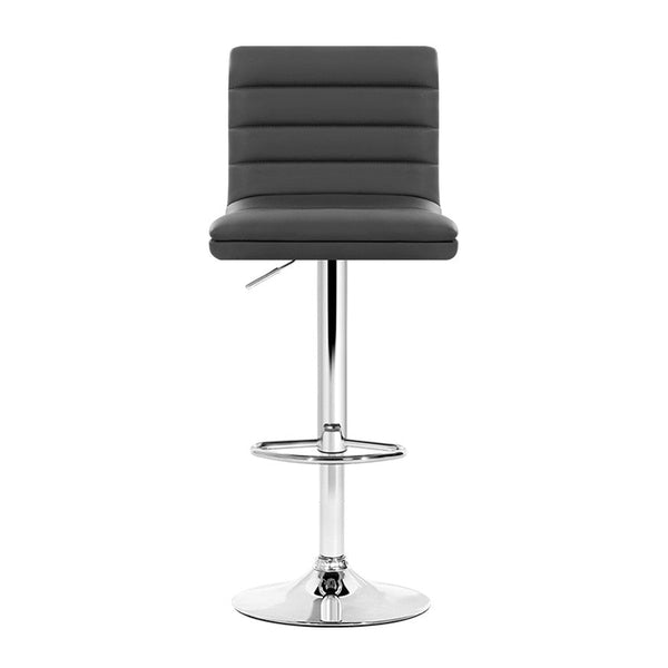 Artiss Set of 4 PU Leather Lined Pattern Bar Stools- Grey and Chrome Artiss