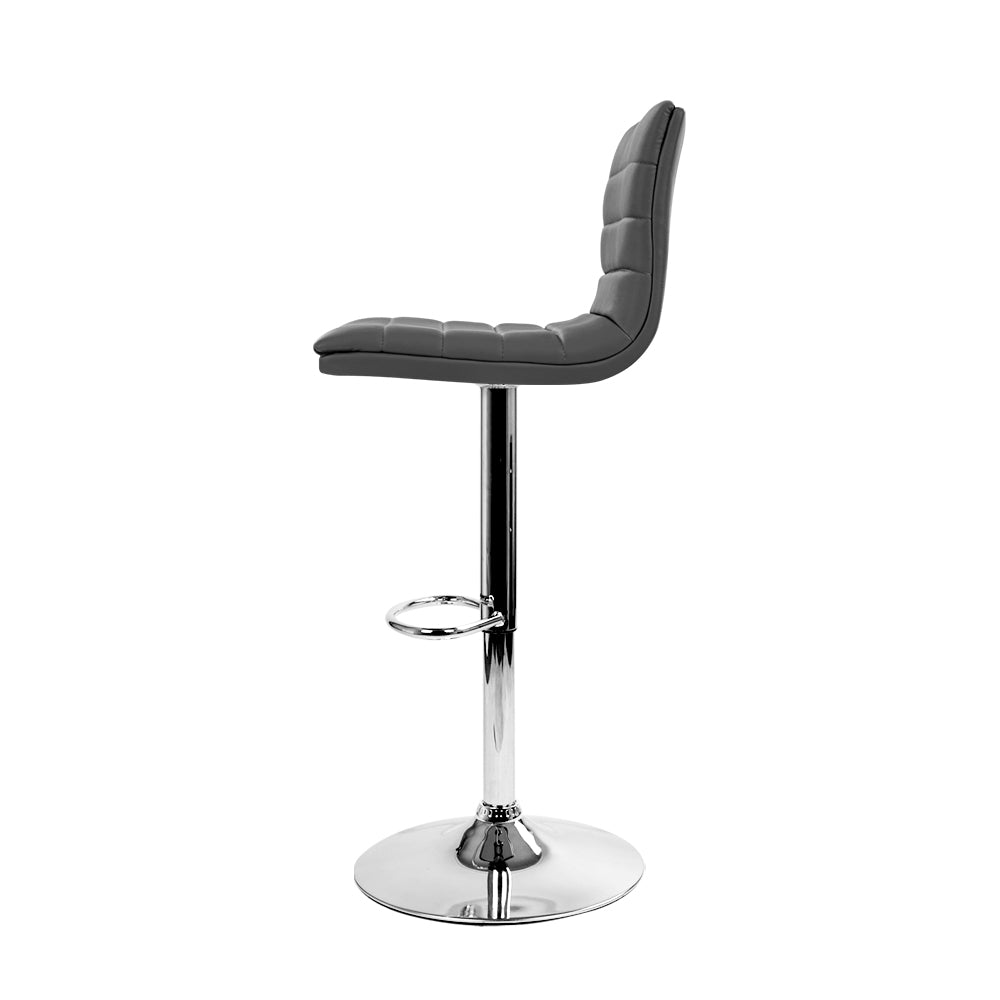 Artiss Set of 4 PU Leather Lined Pattern Bar Stools- Grey and Chrome Artiss
