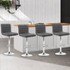 Artiss Set of 4 PU Leather Lined Pattern Bar Stools- Grey and Chrome