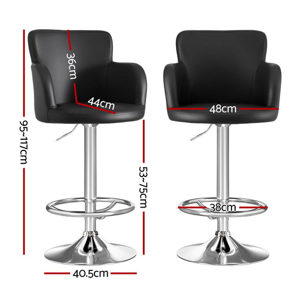 Artiss 1x Leather Bar Stools Swivel Adjustable Gas Lift PU Counter Chairs Black Awezingly