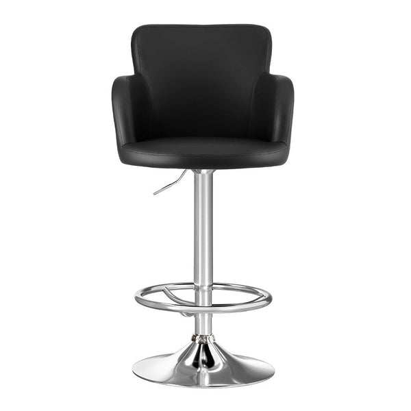 Artiss 1x Leather Bar Stools Swivel Adjustable Gas Lift PU Counter Chairs Black Awezingly