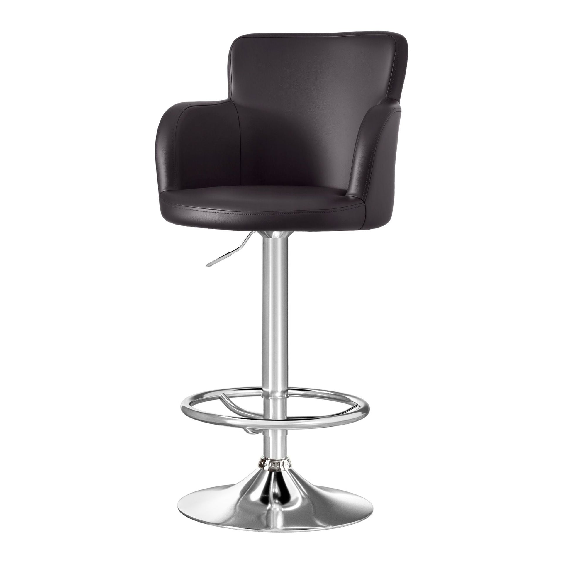 Artiss 4x Bar Stools Swivel Kitchen Chairs Gas Lift Adjustable PU Leather Brown Awezingly