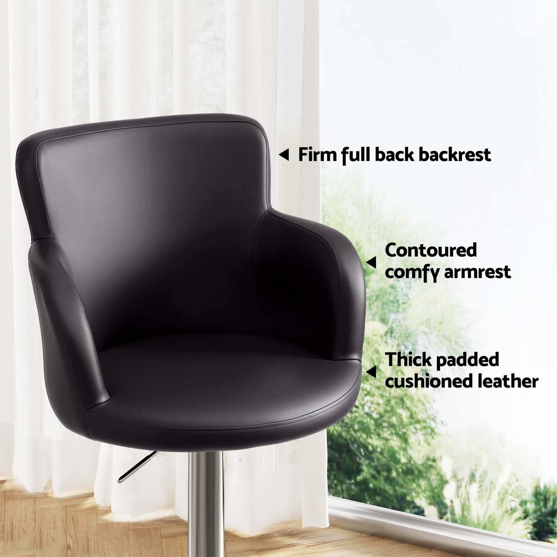 Artiss 4x Bar Stools Swivel Kitchen Chairs Gas Lift Adjustable PU Leather Brown Awezingly