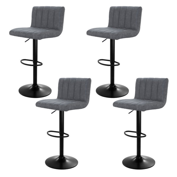 Artiss 4x Bar Stools Vintage Leather Gas Lift Grey Artiss