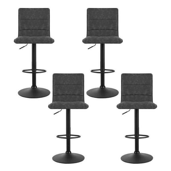 Artiss 4x Bar Stools Gas Lift Vintage Leather Grey Artiss
