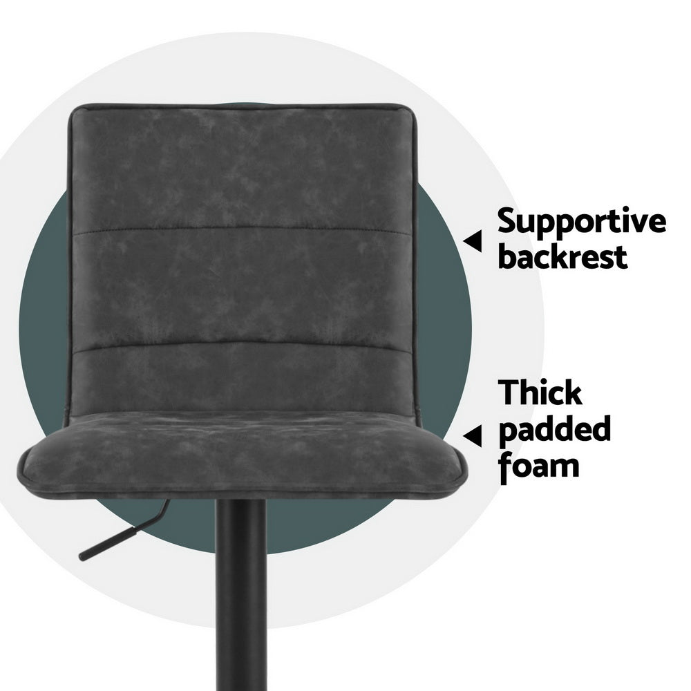 Artiss 4x Bar Stools Gas Lift Vintage Leather Grey Artiss