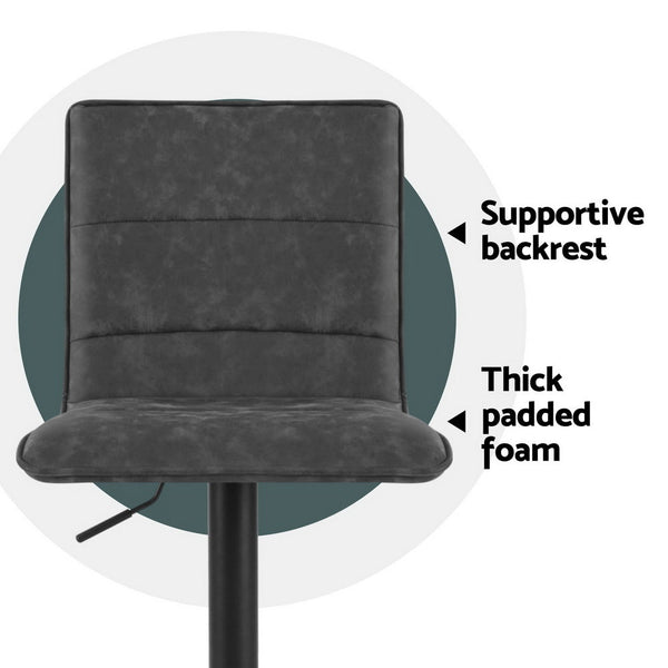 Artiss 4x Bar Stools Gas Lift Vintage Leather Grey Artiss