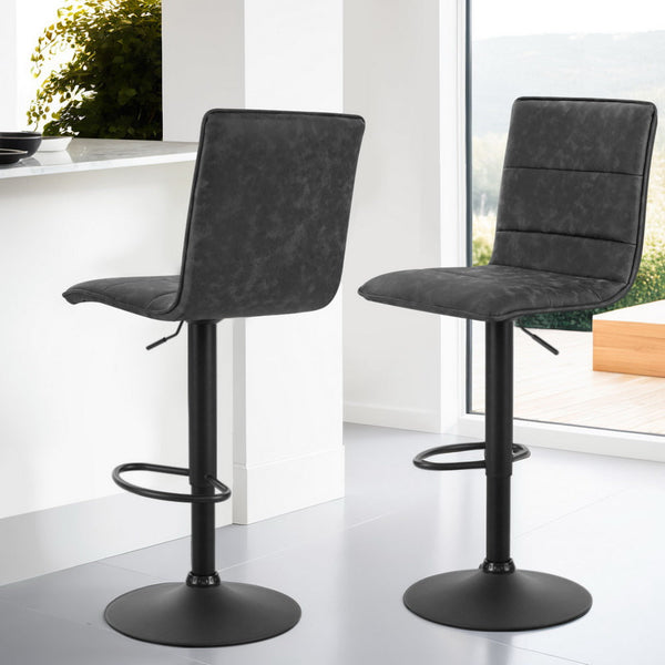 Artiss 4x Bar Stools Gas Lift Vintage Leather Grey Artiss
