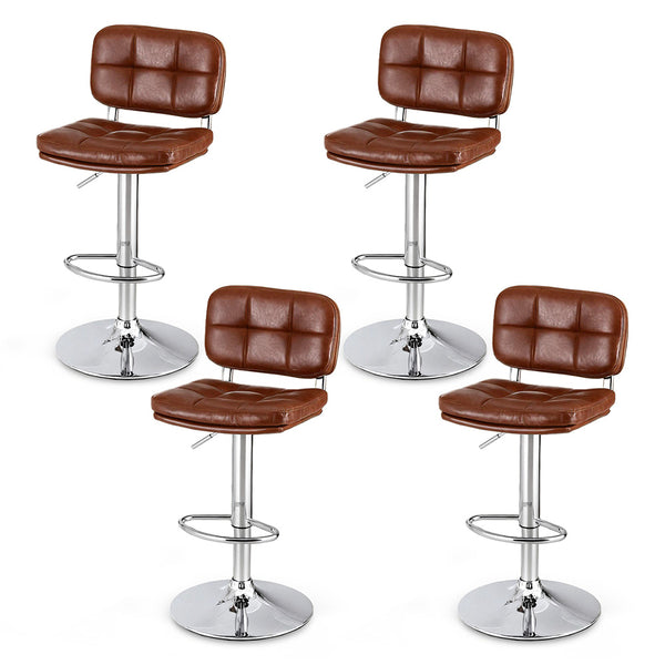 Artiss 4x Bar Stools Kitchen Swivel Gas Lift Counter Chair Tuft PU Leather Brown Awezingly