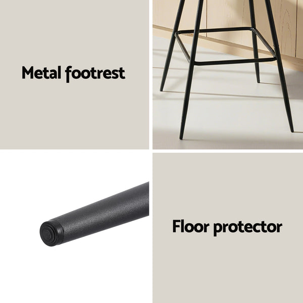 Artiss 4x Bar Stools Kitchen Dining Chair Counter Stool Diamond PU Leather Black Awezingly