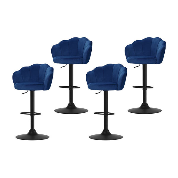 Artiss 4x Bar Stools Gas Lift Velvet Blue Artiss