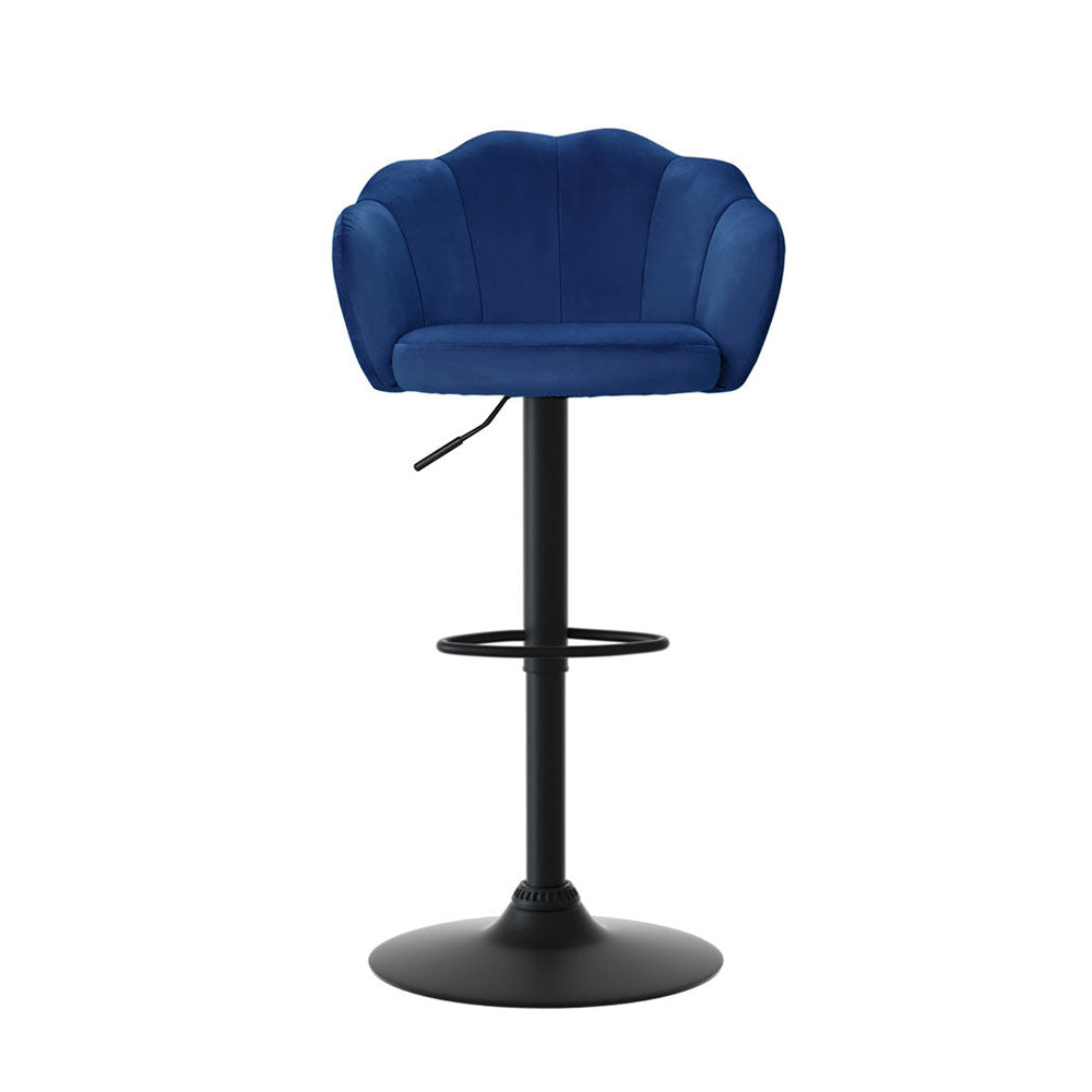 Artiss 4x Bar Stools Gas Lift Velvet Blue Artiss