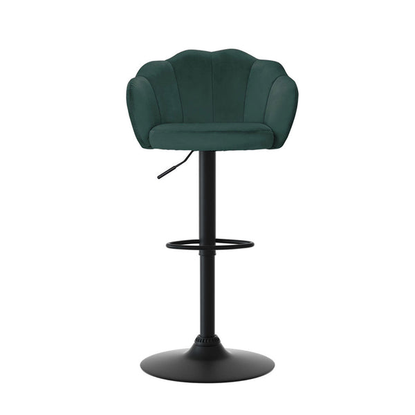 Artiss 4x Bar Stools Gas Lift Velvet Green Artiss