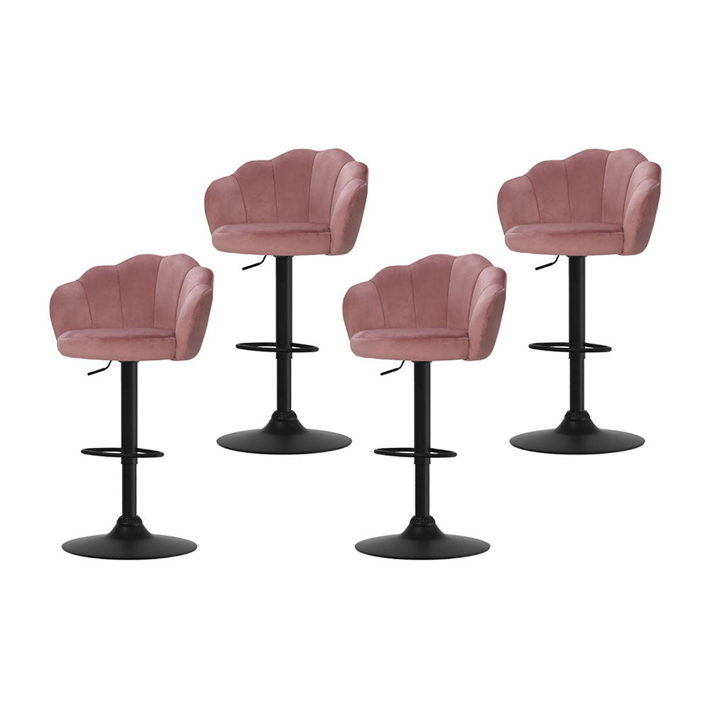 Artiss 4x Bar Stools Gas Lift Velvet Pink Artiss