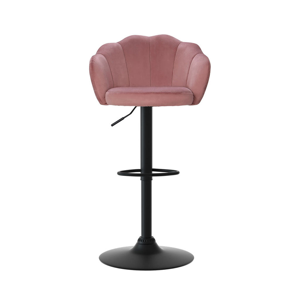 Artiss 4x Bar Stools Gas Lift Velvet Pink Artiss