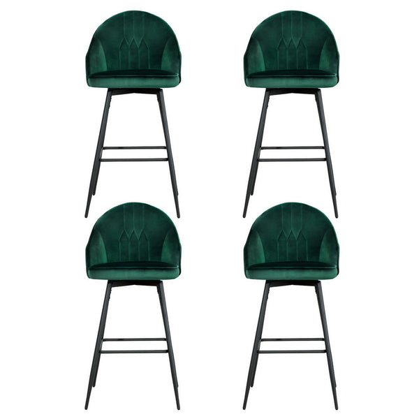 Artiss 4x Bar Stools Velvet Swivel Metal Legs Green Artiss