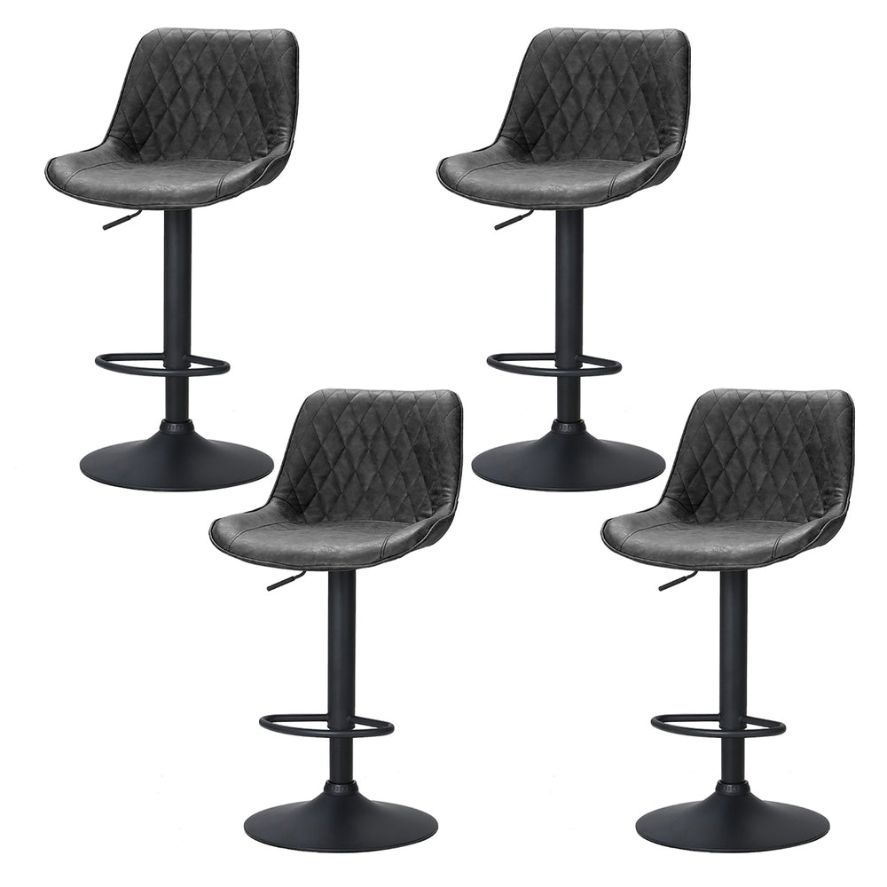Artiss 4x Bar Stools Gas Lift Vintage Leather Black Artiss