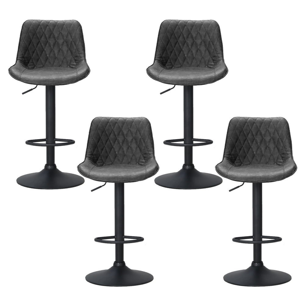 Artiss 4x Bar Stools Gas Lift Vintage Leather Black Artiss