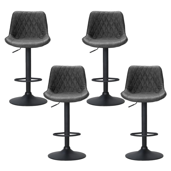 Artiss 4x Bar Stools Gas Lift Vintage Leather Black Artiss