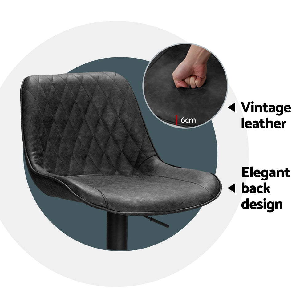 Artiss 4x Bar Stools Gas Lift Vintage Leather Black Artiss