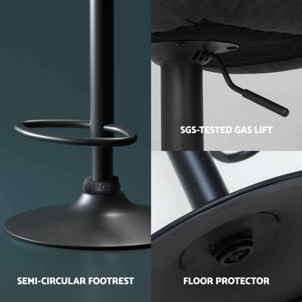 Artiss 4x Bar Stools Gas Lift Vintage Leather Black Artiss