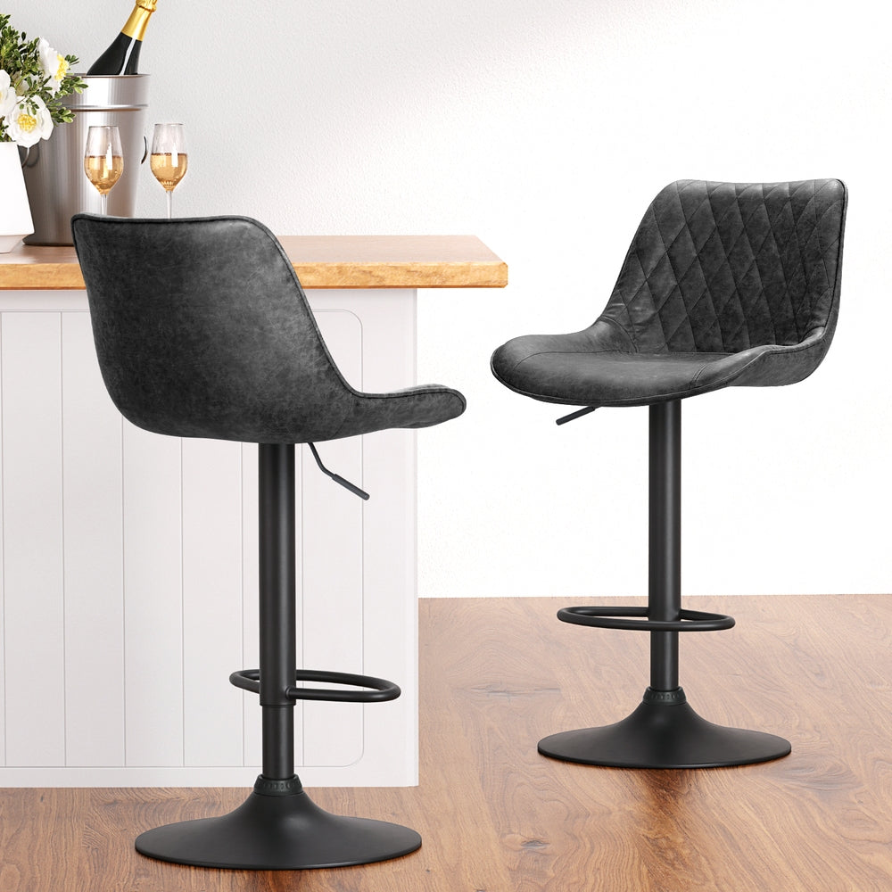 Artiss 4x Bar Stools Gas Lift Vintage Leather Black Artiss