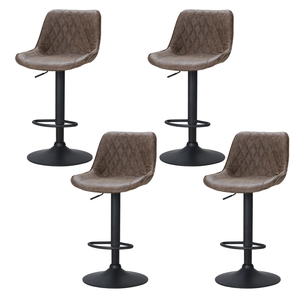 Artiss 4x Bar Stools Gas Lift Vintage Leather Brown Artiss